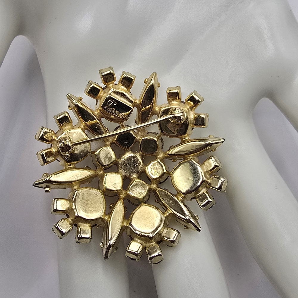 Vintage Sherman Aurora Borealis AB Swarovski Crystal Domed Brooch - Picture 3 of 8